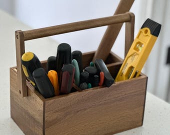 Acacia Wood Utensil Holder with Handle: Portable Kitchen Organizer