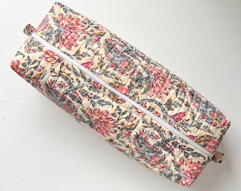 Quilted Floral Hair Tool Bag: Travel Organizer