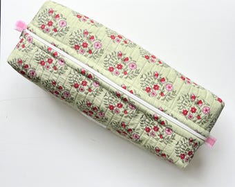 Quilted Floral Hair Tool Bag: Travel Organizer