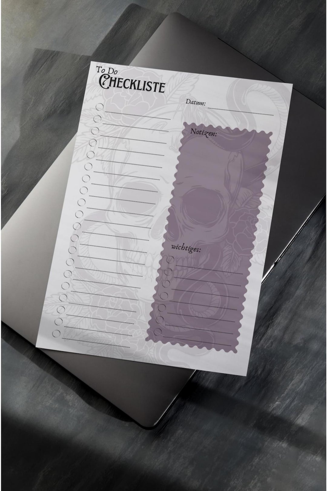 To Do List Template Checklist Print Notes List PDF Task List Skull ...