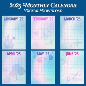2025 Printable Calendar | Monthly Planner 2025 | Wall Calendar PDF | Instant Download | 12 Month Calendar Wall Decor | Digital Download