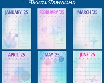 2025 Printable Calendar | Monthly Planner 2025 | Wall Calendar PDF | Instant Download | 12 Month Calendar Wall Decor | Digital Download