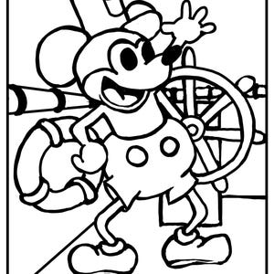 5 Steamboat Willie Coloring Pages - Digital Download