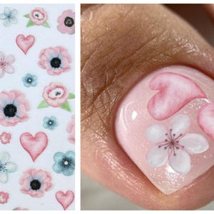 DP-1373 - Flower Nail Art Sticker 3D Self-Adhesive Nail Art Supplies, Colorful Flowers Nail, Nail Design, Cute Nail Sticker, DIY nails