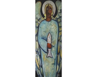 Saint Raphael Archangel Canvas Print, Modern Religious Art