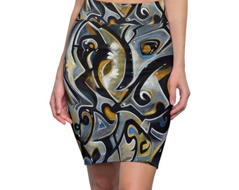 Women's Pencil Skirt "Benedictions d'or Celestes"  my abstract expressionist art