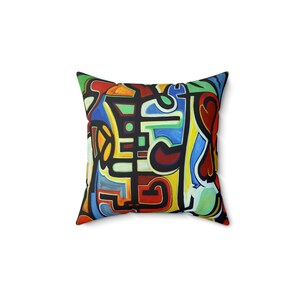 Square Pillow, Abstract Pillow &#39;Amour de Couleur&#39; in Bright Vivid Colors, Home Decor, Throw Cushion, Decorative Pillow, Artistic Accent