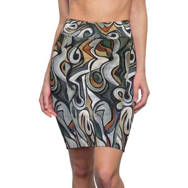 Women's Pencil Skirt, "Verisimilitudes 1"  from my abstract expressionist art