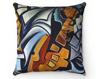 Spun Polyester Square Pillow "Guitar Warp"