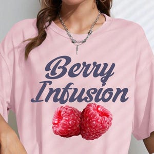 Raspberry Clipart Png, Raspberry Graphic Tee Fruit Lover Png Nature Inspired Clothing Casual Style Top Unique Design T-shirt Gift Idea
