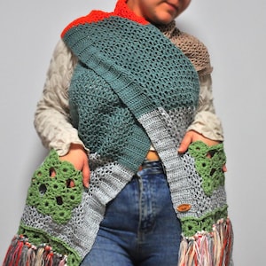 Large Extra Thick Unisex Winter Handmade Knitted Shawl Women Blanket Scarf Soft Ribbed Shoulder Wrap Christmas Gift