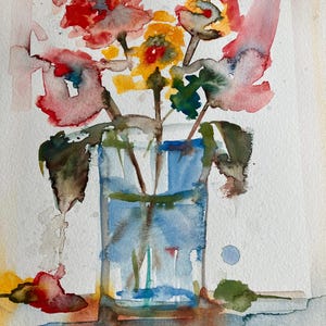 acquarello fiori semi astratto