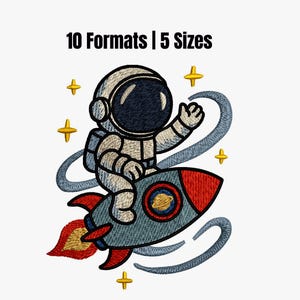 Astronaut Embroidery Design: Space Machine Embroidery File (Instant Download, 5 Sizes