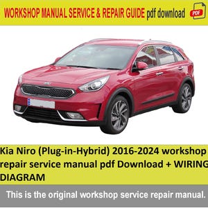 Manuel complet d&#39;entretien et de réparation du Kia Niro 2016-2024 au format PDF | Schémas de câblage, entretien, moteur, transmission, atelier pdf à télécharger