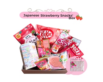 Strawberry Snack Box, Japanese Candy Set, Pink Sweets from Japan, Birthday Gift
