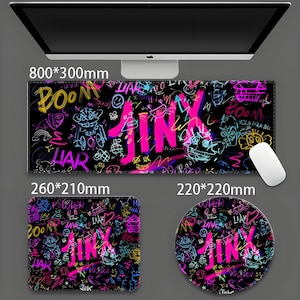 Arcane League of Legends Mouse Pad: Jinx, Vi, Ekko Gaming Desk Mat