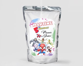 Spidey Juice Pouch Label, Spidey and Amazing Friends Capri Sun Wrapper Personalized Superhero Party Drink Label, Instant Download IKP02