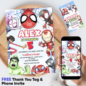 Spidey And His Amazing Friends Birthday Invitation | Spidey Birthday Party Invite | Spidey And Friends Birthday Invitation