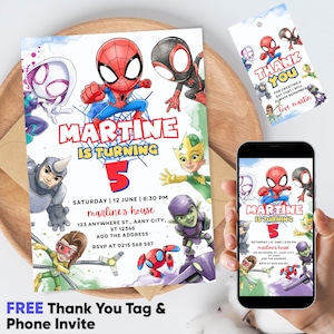 Spidey And His Amazing Friends Birthday Invitation | Spidey Birthday Party Invite | Spidey And Enemies Birthday Invitation