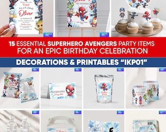 Superhero Birthday Party Decorations Bundle, Avengers Theme Party Favors, Boys Super Hero Decor Kit IKP01