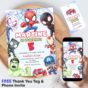 Spidey And His Amazing Friends Birthday Invitation | Spidey Birthday Party Invite | Spidey And Friends Birthday Invitation