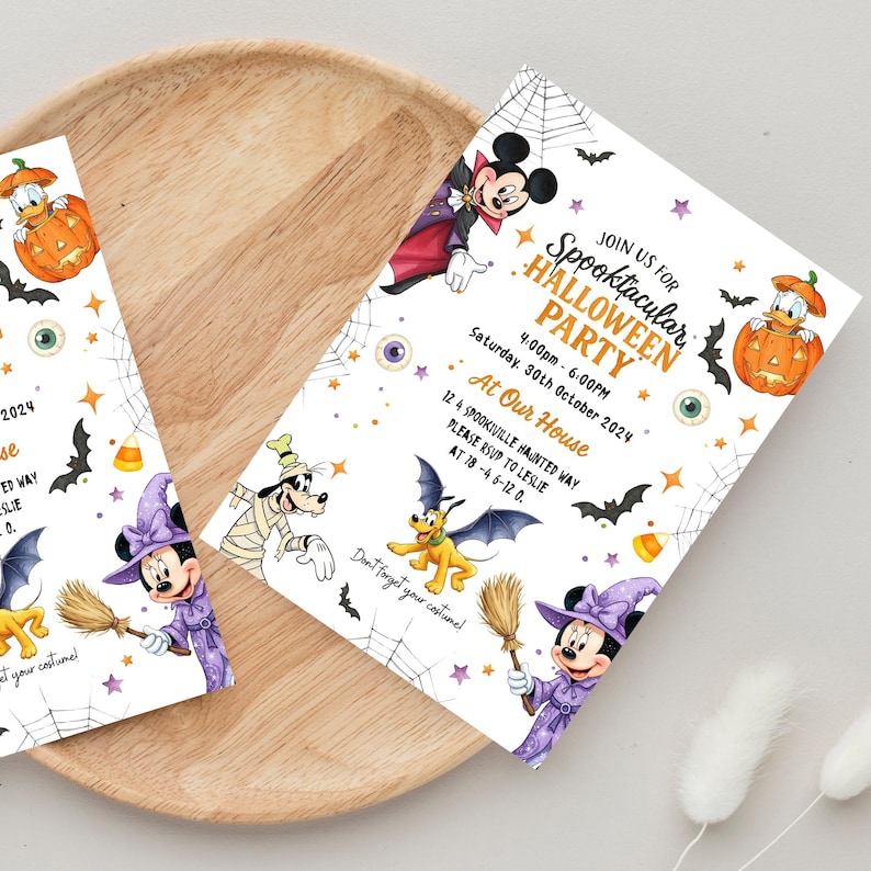 Halloween Birthday Party Invitation | Mickey Mouse and Friends | Spooky Instant Download Invitation | Halloween Digital Invite image 7