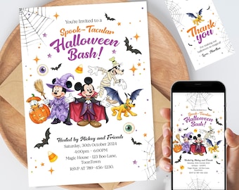 Halloween Birthday Party Invitation | Mickey Mouse and Friends | Spooky Instant Download Invitation | Halloween Digital Invite