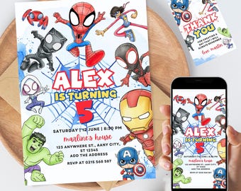 Spidey And His Amazing Friends Birthday Invitation | Spidey Birthday Party Invite | Spidey And Friends Birthday Invitation IKP02