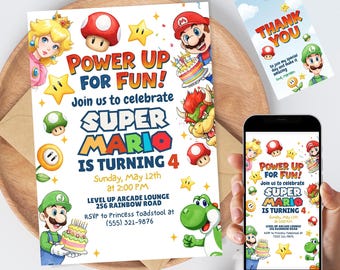 Editable Super Mario Birthday Invitation: Printable Party Template