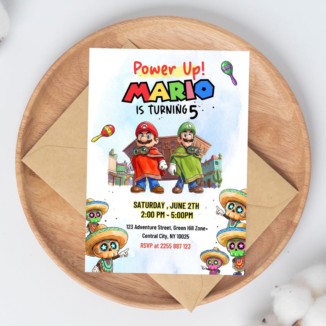 Editable the Super Mario Galaxy Movie Invitation, Super Mario Birthday ...