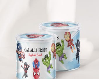 Superhero Pringles Label, Superhero Avengers Friends Pringles Wrapper, Personalized Name, Superhero Party Favor, Instant Download IKP01