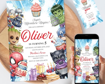 Avengers Superhero Birthday Invitation: Editable Template (Digital Download) IKP01