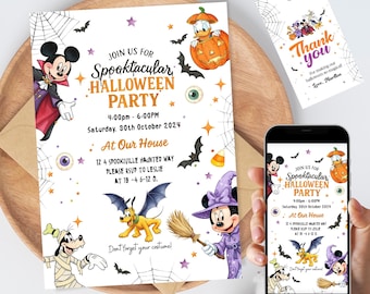 Halloween Birthday Party Invitation | Mickey Mouse and Friends | Spooky Instant Download Invitation | Halloween Digital Invite