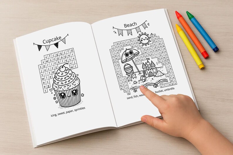 Printable Kids Activity Book – Word Search & Coloring Pages for Ages 4 ...