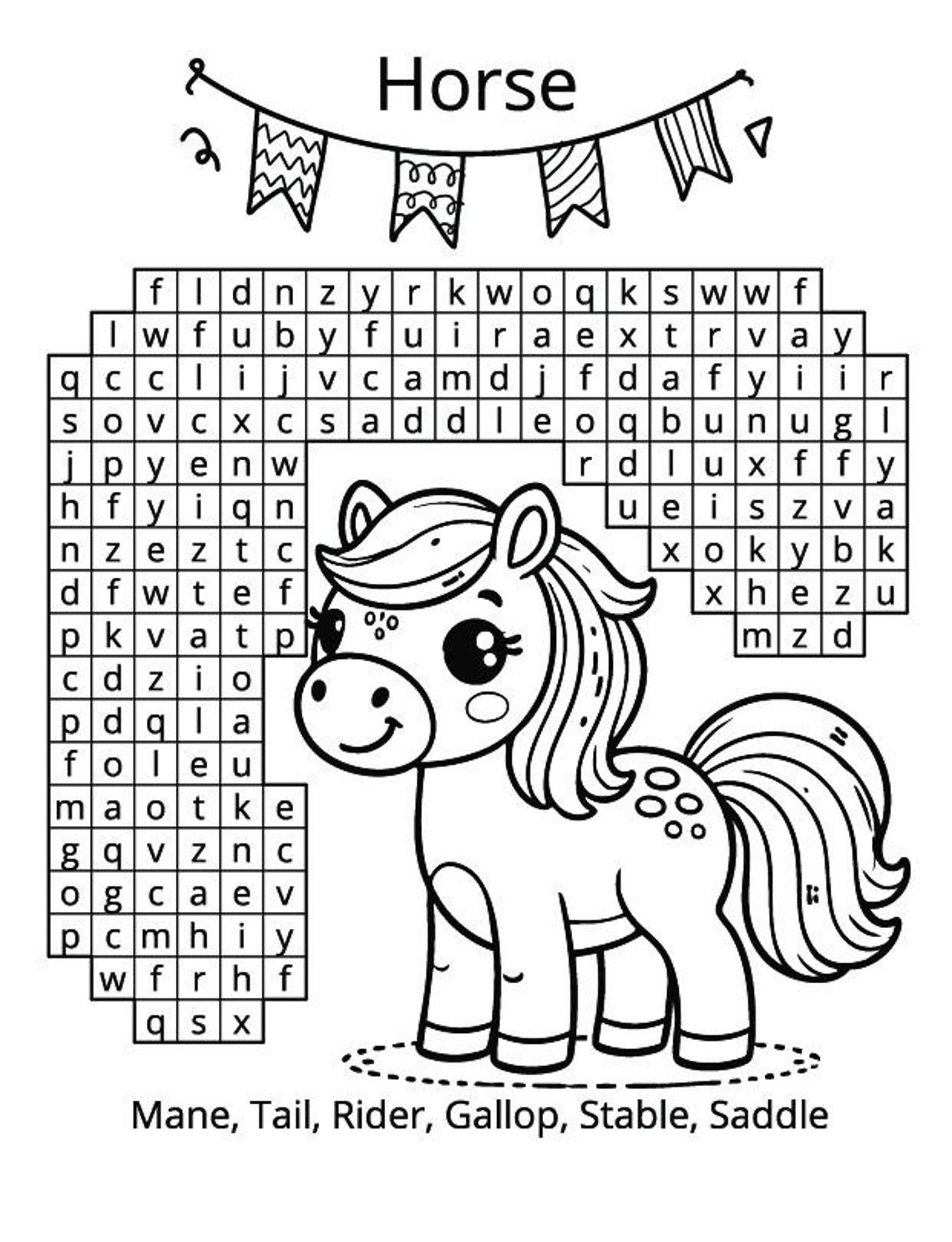 Printable Kids Activity Book – Word Search & Coloring Pages for Ages 4 ...