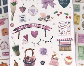 Craft Market Stickers: Scrapbook, Junk Journal, & Planner Decoration