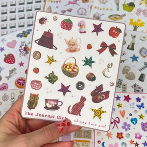 気まぐれなかわいいステッカー • ジャンクジャーナル用の美しいステッカーシート • スクラップブック用品 • かわいい小物の美しい Pinterest ガールステッカー •