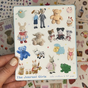 Schattige beestjesstickers • Stickervel snuisterijen en schattige kleine jongens • Nostalgische y2k esthetische stickers uit de kindertijd • Plakboek voor junkjournals