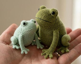 Knitted Frog Amigurumi Pattern, Beginner Flat Knit Plush Toy Tutorial (PDF)
