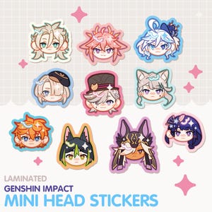 Genshin Auswirkungen Chibi Head Mini Stickers Vol I