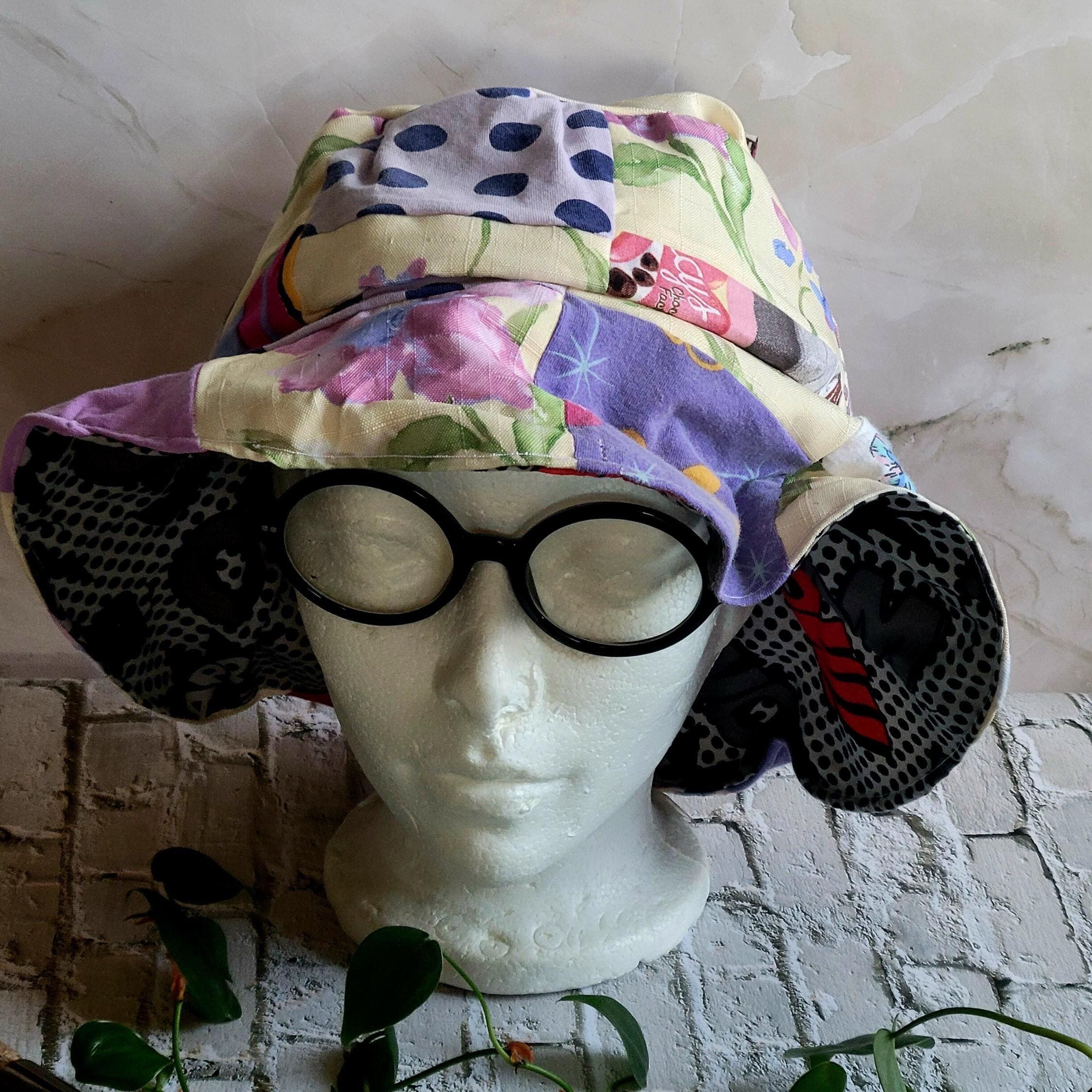Retro Vibes Patchwork Bucket Hat Upcycled Wearable Art - One Size I made a patchwork bucket hat out of scraps today .. ? ? main image 3