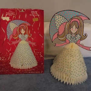 Vtg 1974 Gibson Polka Dot Promises Table Centerpiece - Honeycomb - Bridal Shower