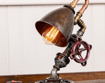 Copper & Metal Industrial Table Lamp Steampunk Unique Desk Lamp