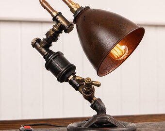 Unique Table Lamp Industrial Steampunk Copper & Metal Desk Lamp