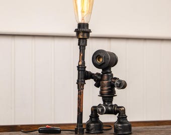 Unique Table Lamp Steampunk Metal and Copper Industrial Desk Lamp