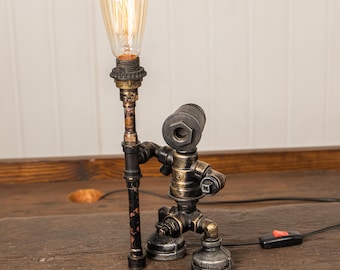 Unique Table Lamp Steampunk Metal and Copper Industrial Desk Lamp