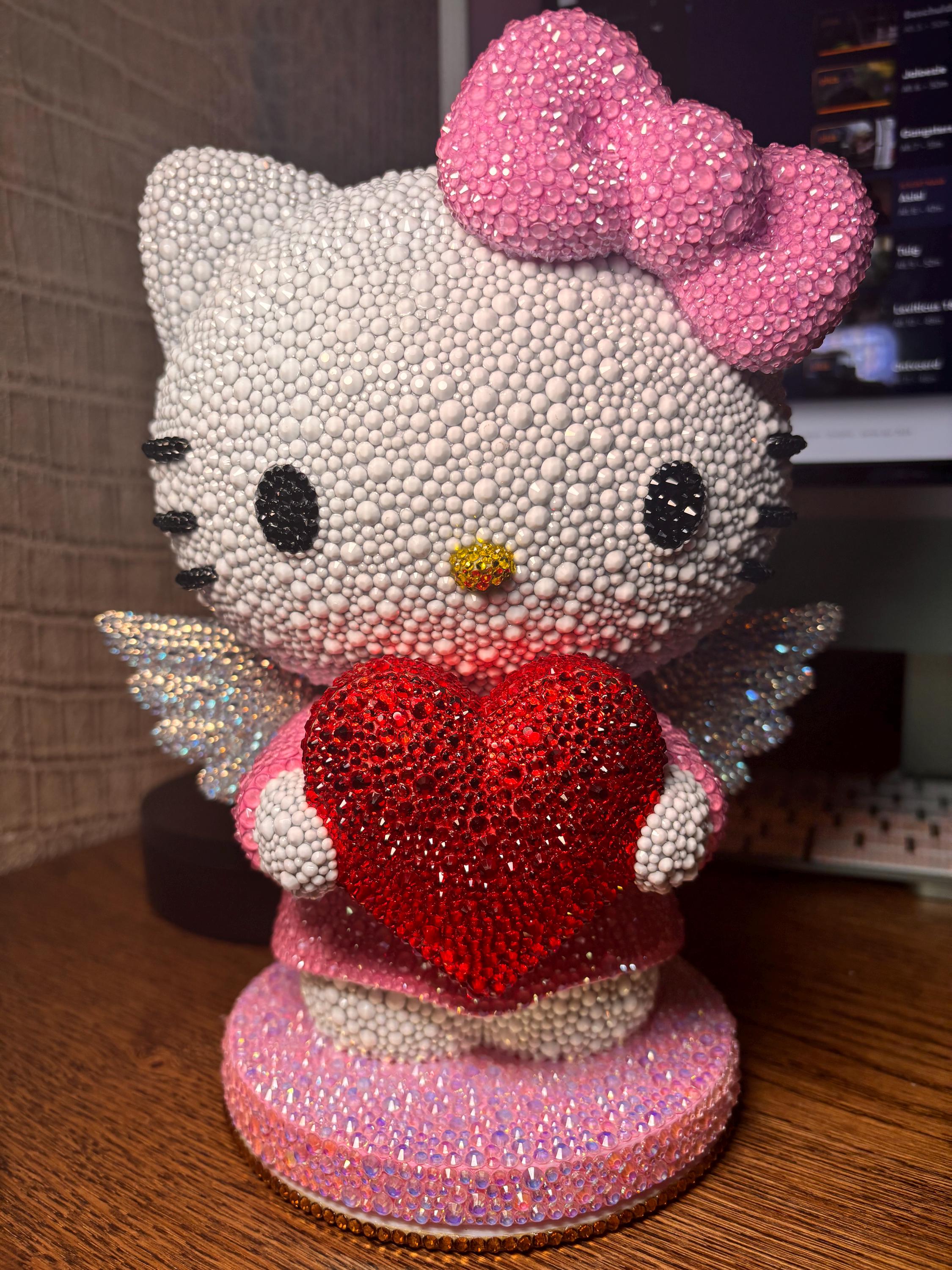 Hello Kitty Figurine With Rhinestones – Handmade 3D Printed