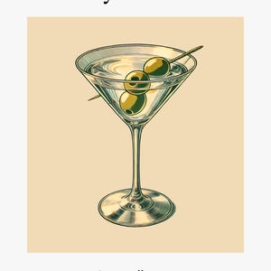 Martini Print Bar | Art Print | Minimalist Cocktail Poster | Bar Cart Wall Art | Bar Printable Art | Drinks Wall Decor | Digital Download