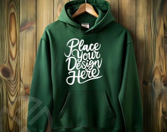 Maqueta de sudadera con capucha verde bosque Gildan 18500 / Maqueta de sudadera con capucha básica / Maqueta de sudadera con capucha moderna / Maqueta de Gildan 18500 para hombre