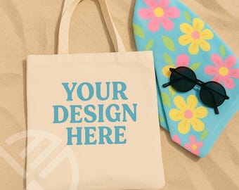 Beach Tote Bag Mockup, Canvas Tote Bag Mockup Print on Demand Tote Mockup Aesthetic Bag Mockup Sublimation Bag Mock , summer mockup